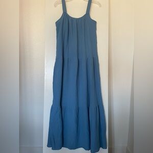 S: BB Dakota Soft Crepe Cotton Flowey Maxi Sun Dress Sky Blue NWT new!